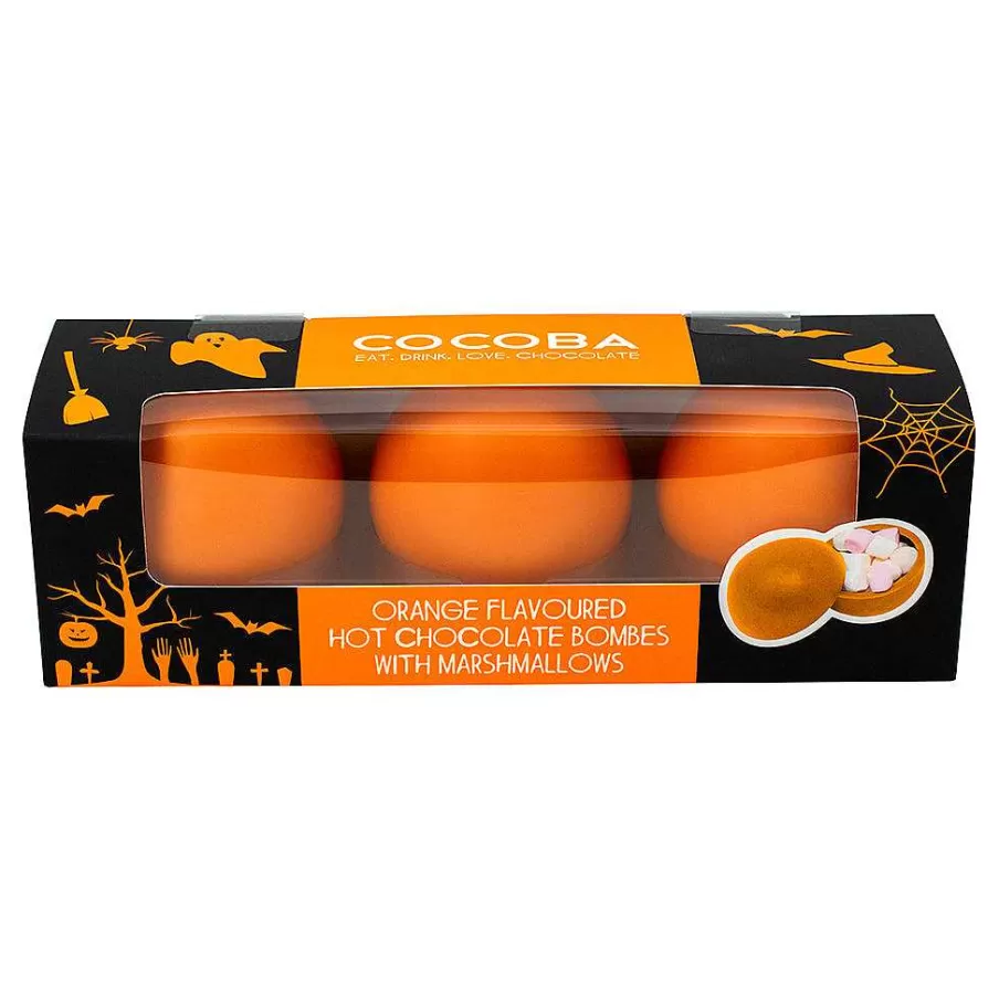 New Halloween Orange Hot Chocolate Bombes With Marshmallows (3 Bombes) Hot Chocolate Bombs