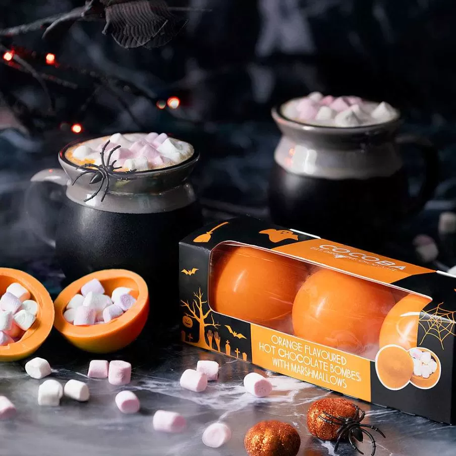 New Halloween Orange Hot Chocolate Bombes With Marshmallows (3 Bombes) Hot Chocolate Bombs