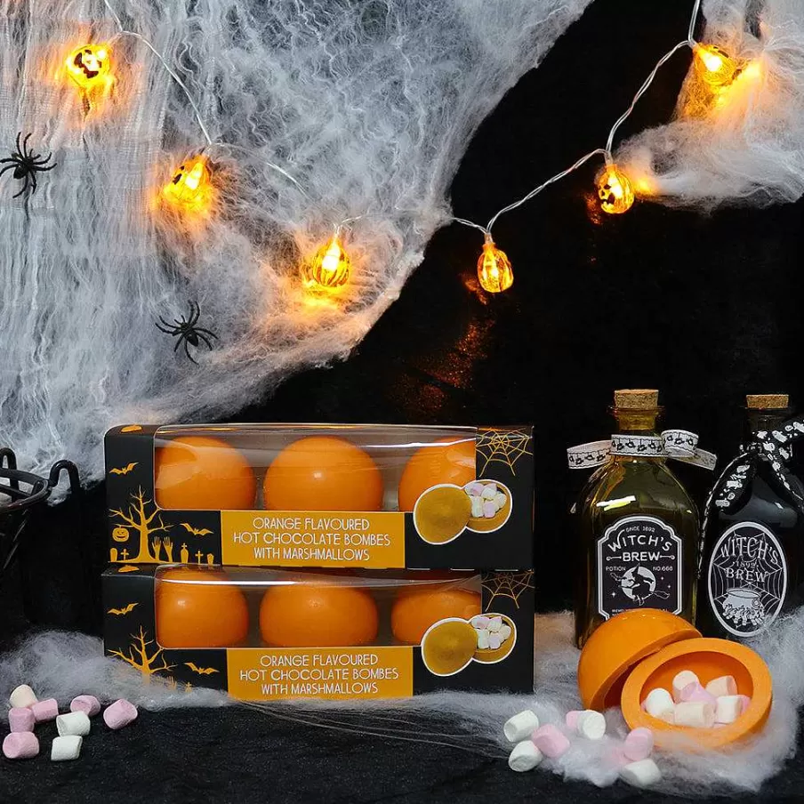 New Halloween Orange Hot Chocolate Bombes With Marshmallows (3 Bombes) Hot Chocolate Bombs